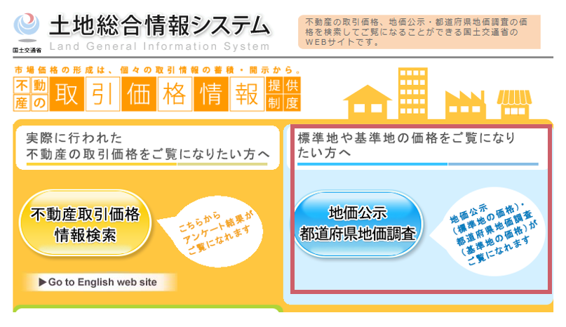 「地価公示 都道府県地価調査」を選択する