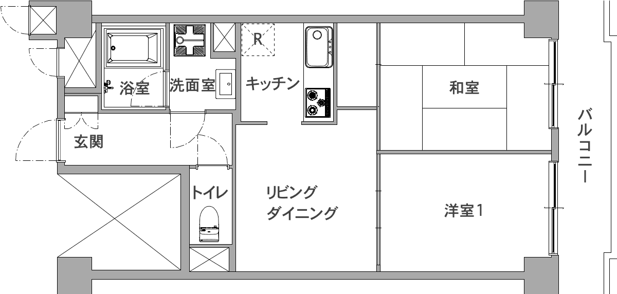 横浜の中古マンションのリノベーション前の間取り図
