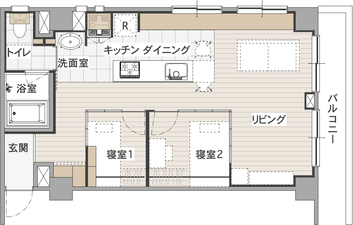 文京区のマンションのリノベーション後の間取り図
