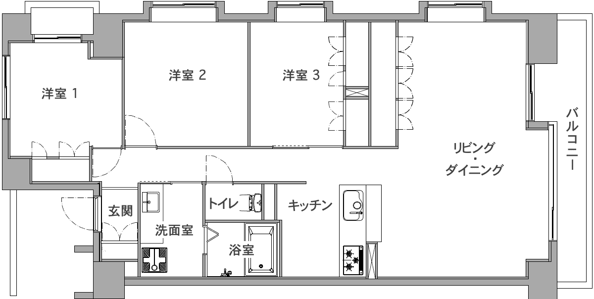 横浜市の中古マンションのリノベーション前の間取り図