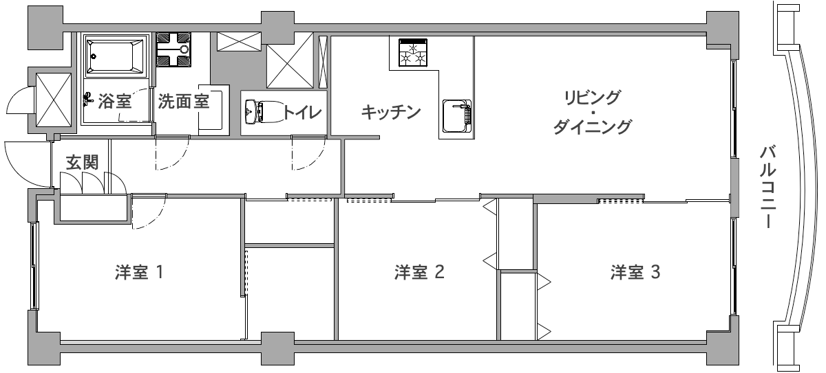 江戸川区の中古マンションのリノベーション前の間取り図