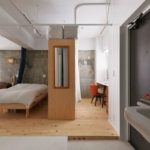 草加市の中古マンションのリノベーション後のワークスペース寝室とワークスペース