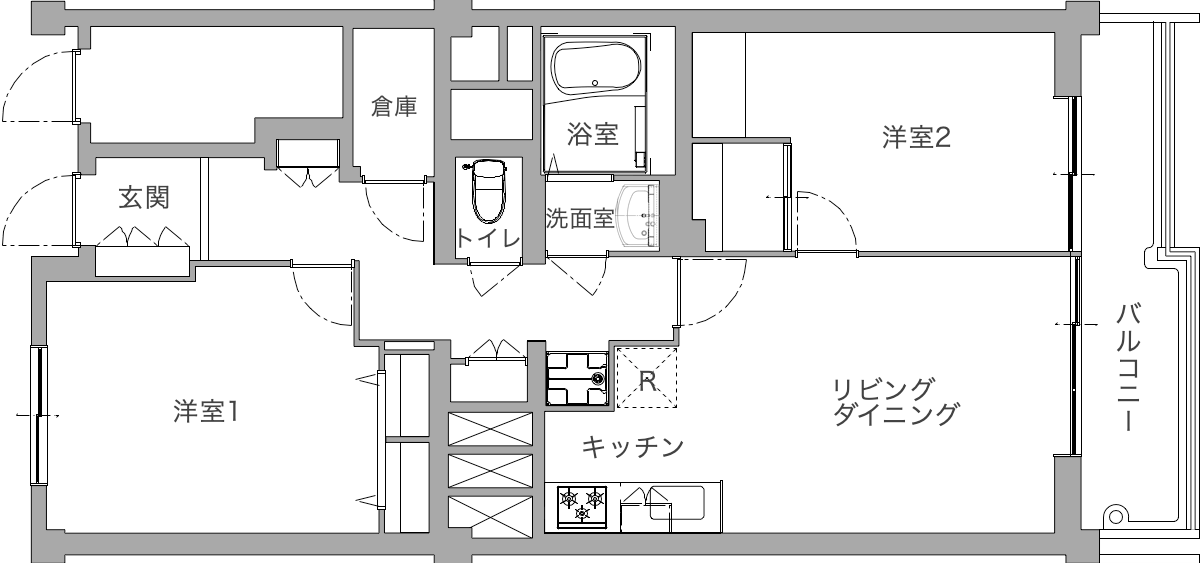 横浜市の中古マンションのリノベーション前の間取り図