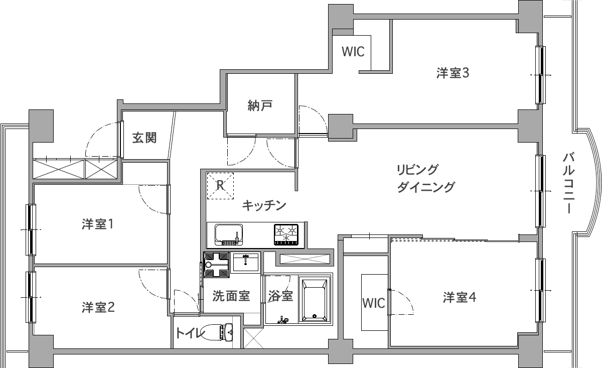 松戸市の中古マンションのリノベーション前の間取り図